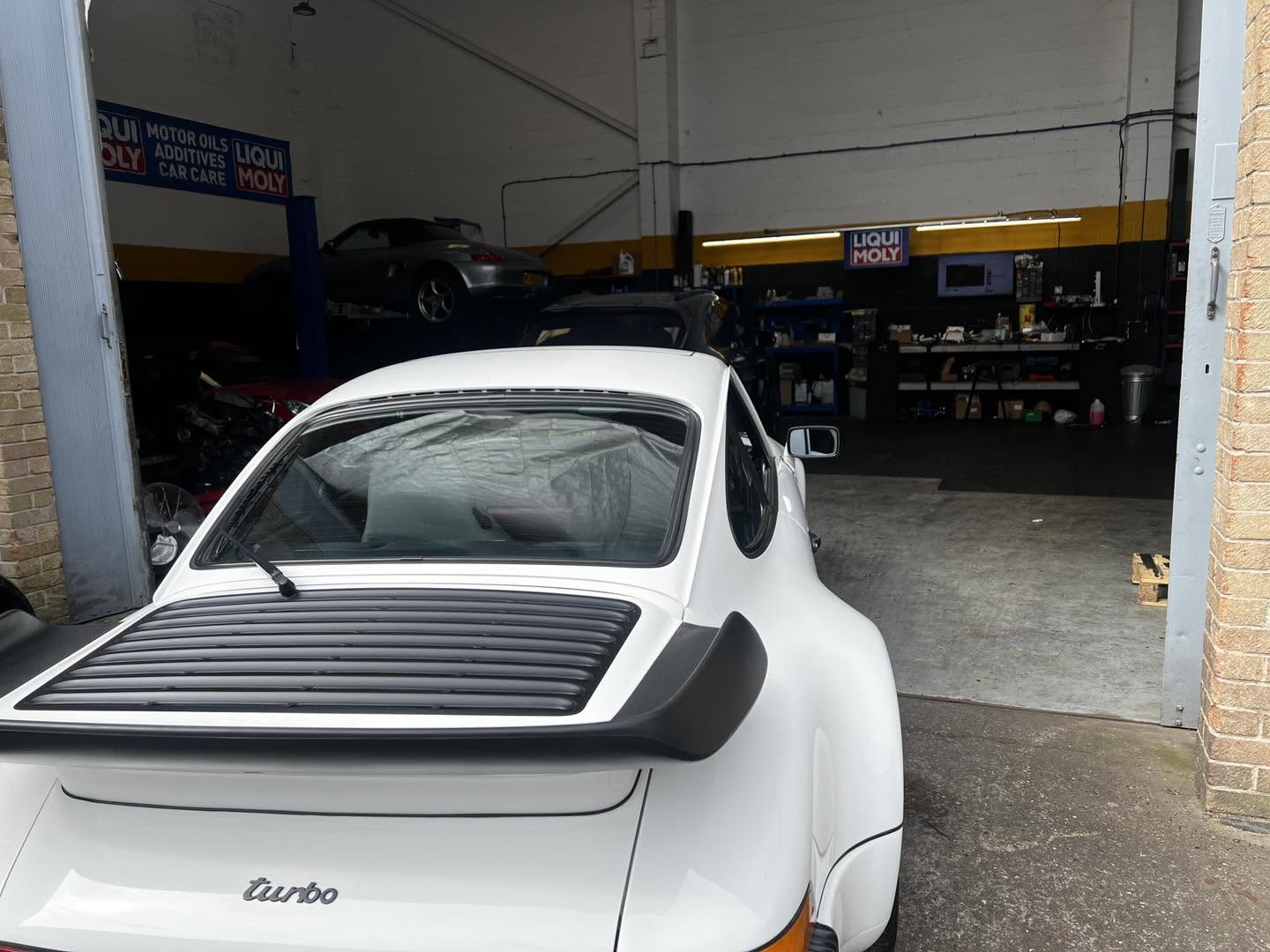 Classic Porsche 911 Turbo at SG Porsche Specialists workshop in Leicester